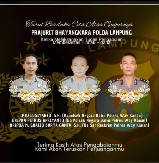 Anggota Polres Way Kanan Gugur 3 Orang Saat Bertugas Gerebek Judi Sabung Ayam