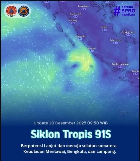 Gubernur Lampung, Mirzani Djausal, Minta Daerah Meningkatkan Kesiapsiagaan Hadapi Potensi Cuaca Ekstrem Dampak Bibit Siklon Tropis 91S